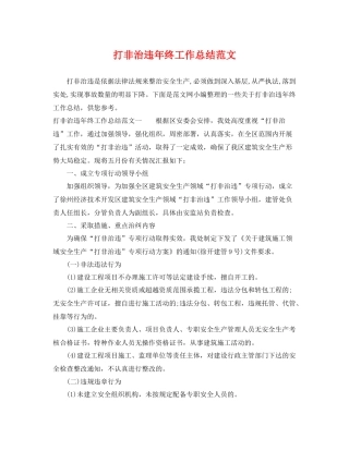 打非治违年终工作总结范文 