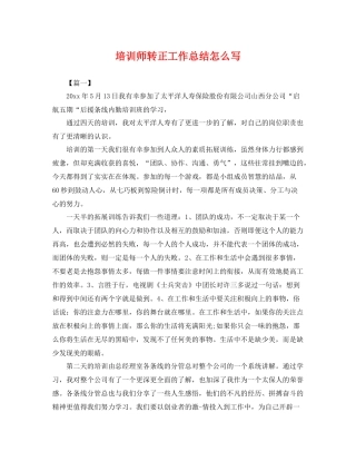 培训师转正工作总结怎么写 