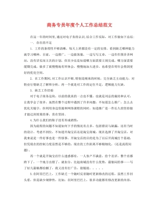 商务专员年度个人工作总结范文 