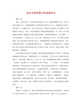 会计文员年度工作总结开头 