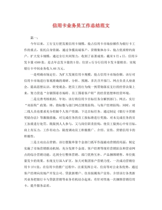 信用卡业务员工作总结范文 