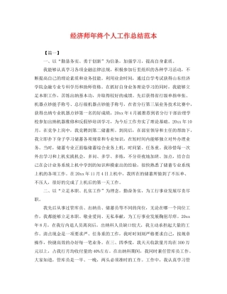 经济师年终个人工作总结范本 