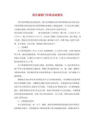 项目部部门年终总结报告 
