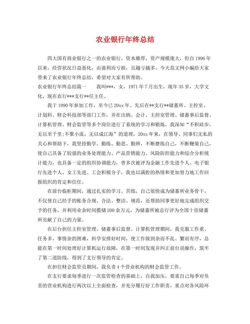 农业银行年终总结 _第1页