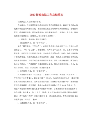 行政执法工作总结范文 
