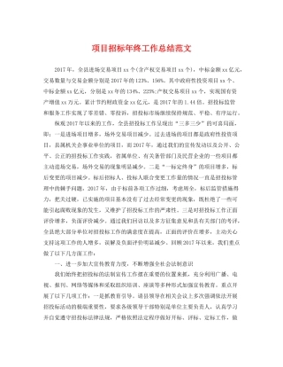 项目招标年终工作总结范文 