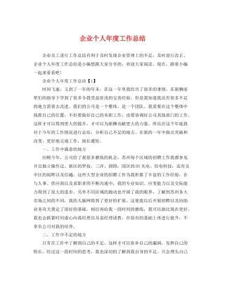 企业个人年度工作总结 