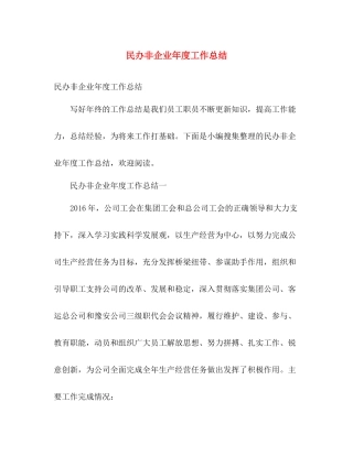 民办非企业年度工作总结 