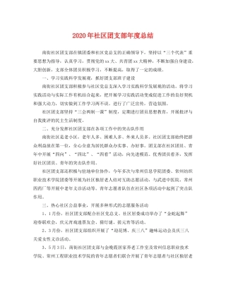 2020年社区团支部年度总结 