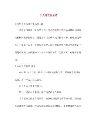 个人月工作总结 