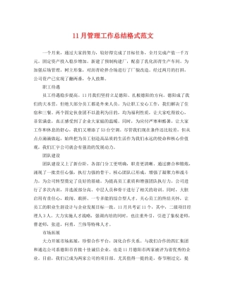11月管理工作总结格式范文 