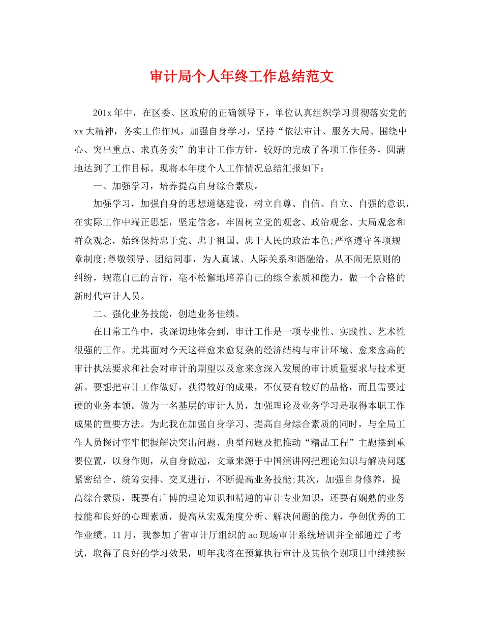 审计局个人年终工作总结范文 _第1页