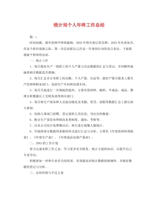 统计局个人年终工作总结 