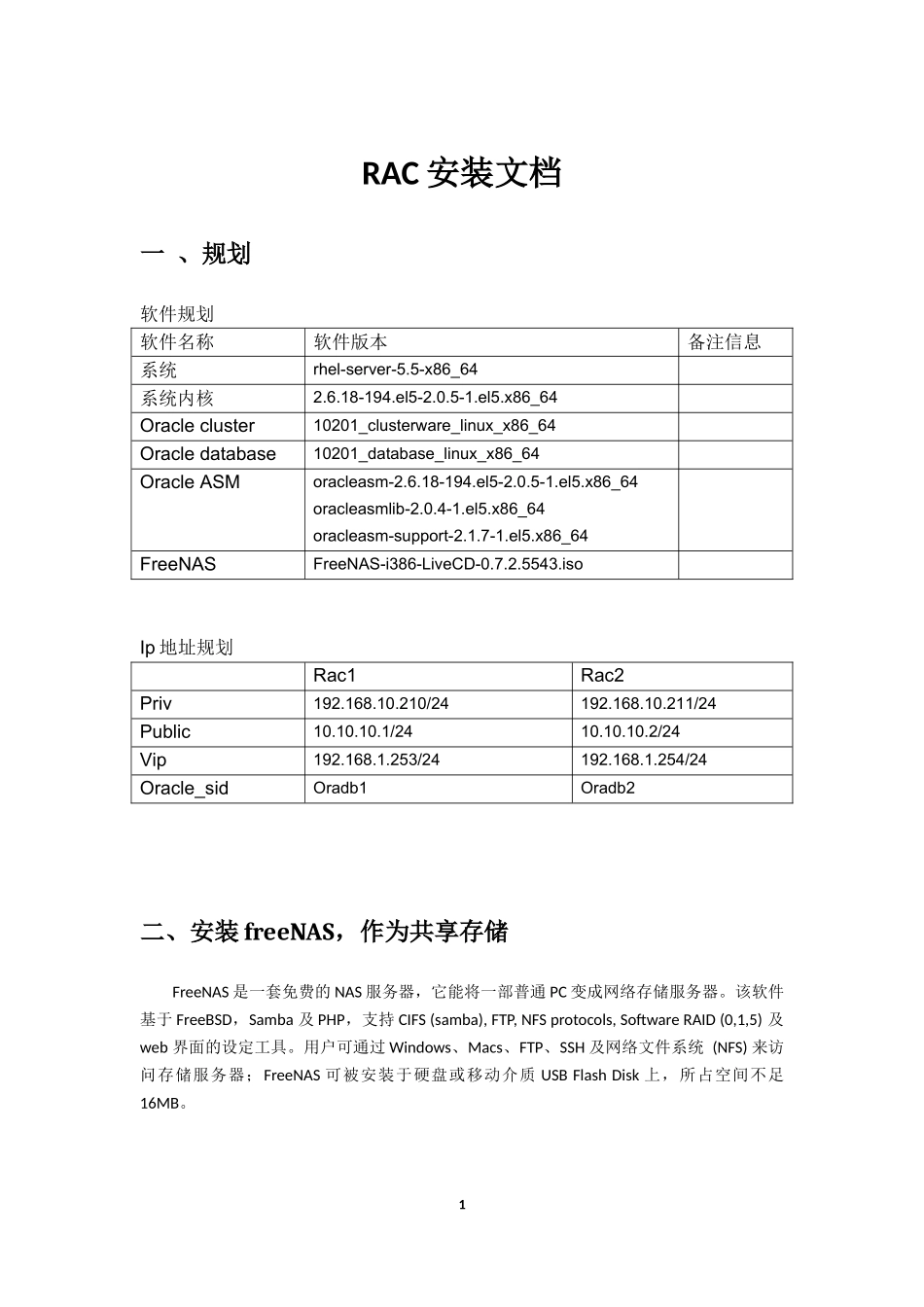 oracle 10g RAC linux vmware workstation FREENAS共享存储_第1页