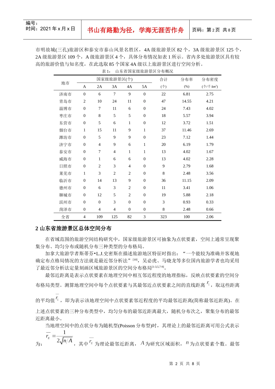 山东省旅游景区空间结构解析_第2页