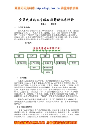 宜昌民康药业有限公司薪酬体系设计
