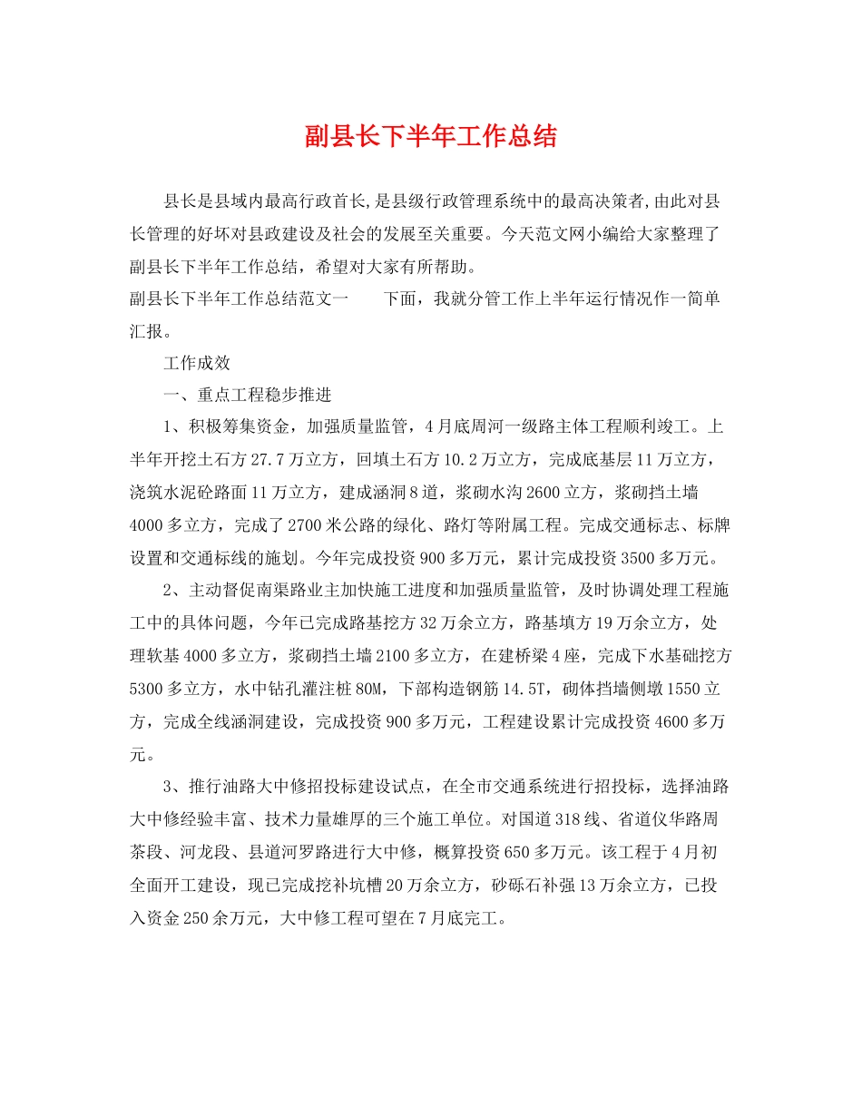 副县长下半年工作总结 _第1页