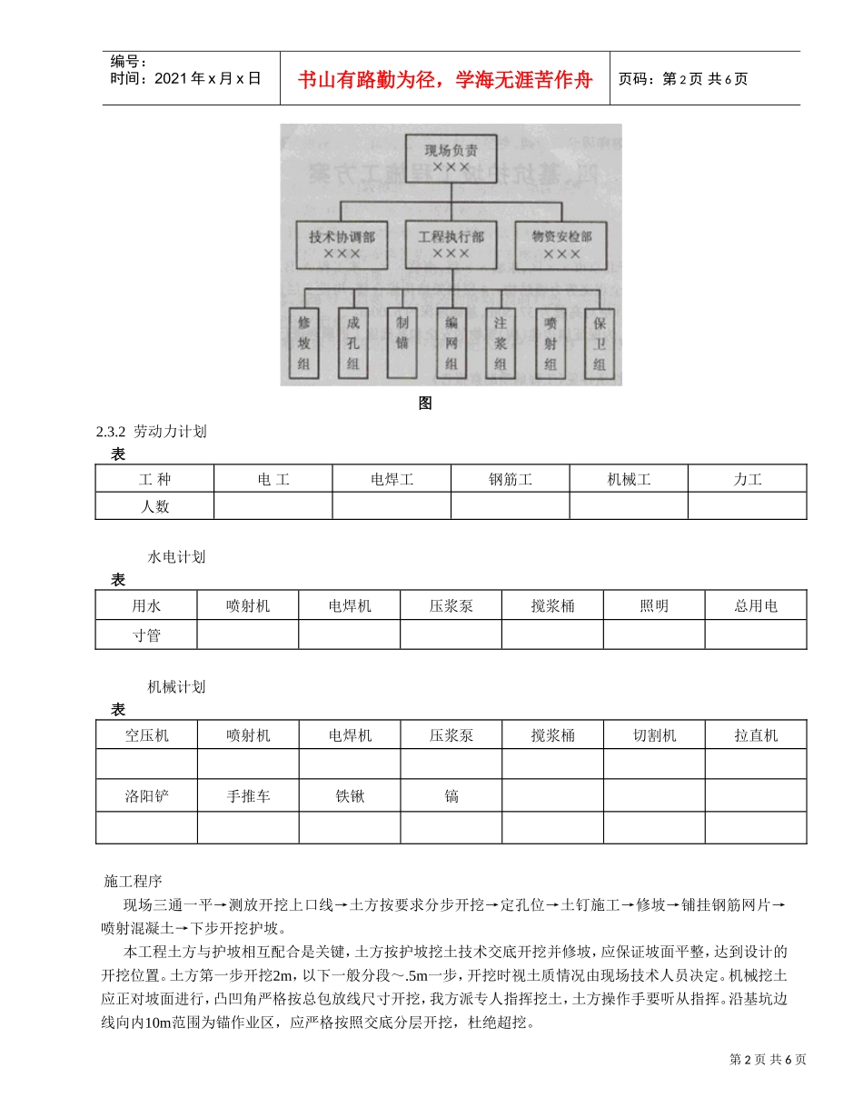 基坑护坡工程施工组织设计方案(DOC6页)_第2页