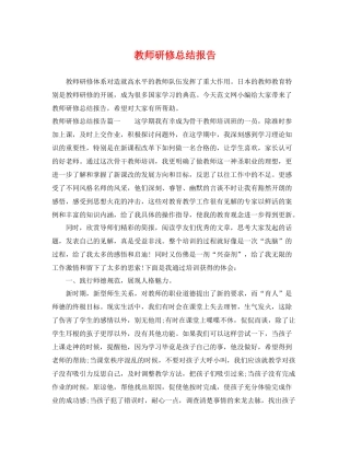 教师研修总结报告 