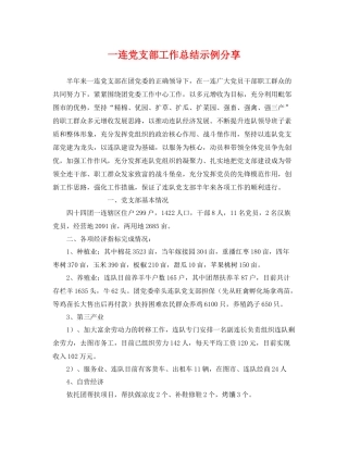 一连党支部工作总结示例分享 