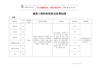 建筑工程材料取样及收费标准范本