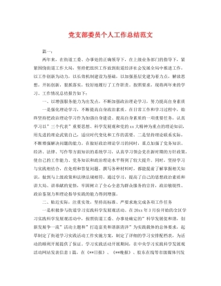 党支部委员个人工作总结范文 