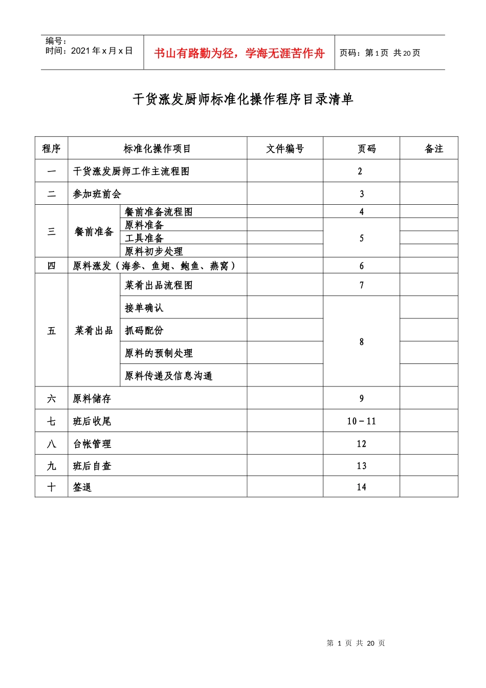 干货涨发厨师标准化操作程序_第1页