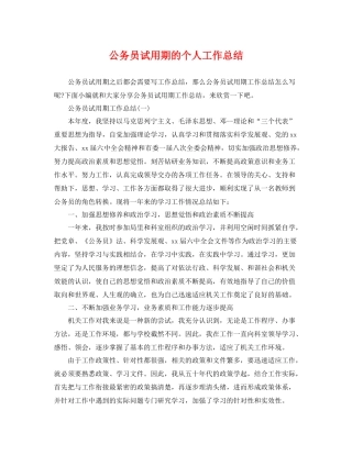 公务员试用期的个人工作总结 