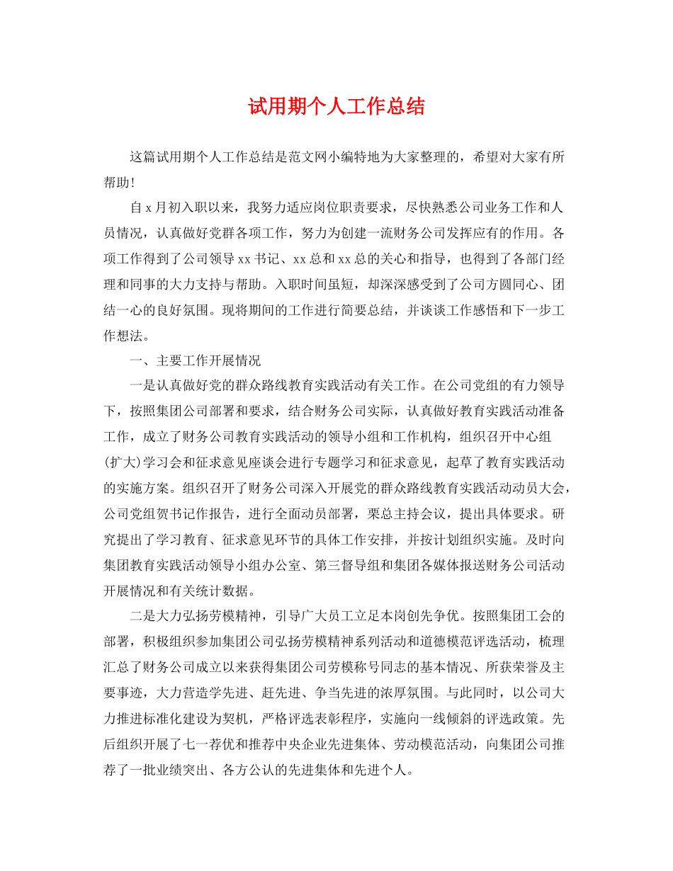 试用期个人工作总结 _第1页