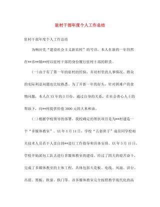 驻村干部年度个人工作总结 