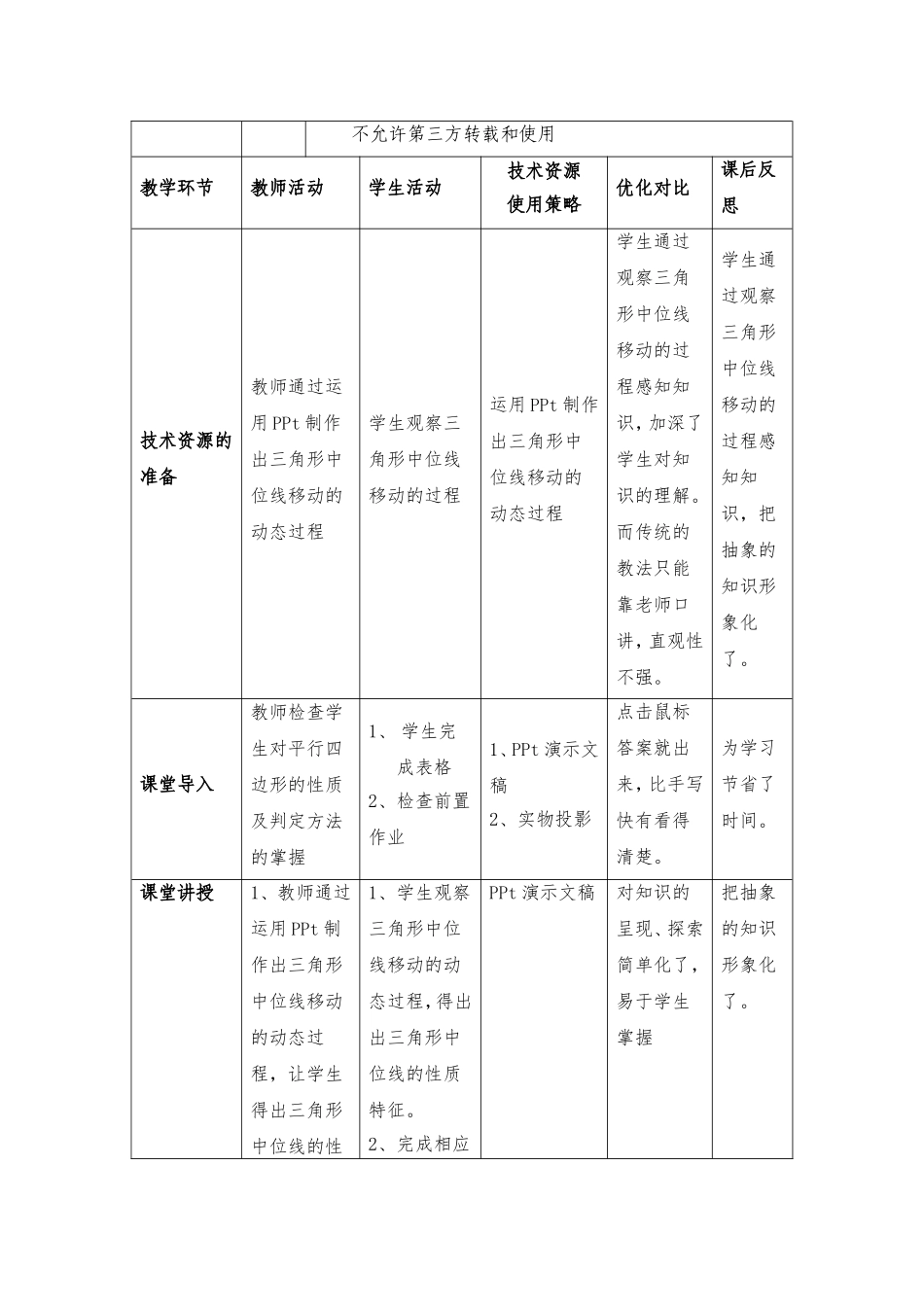 三角形的中位线--课堂教学技术资源支持方案设计模板_第2页