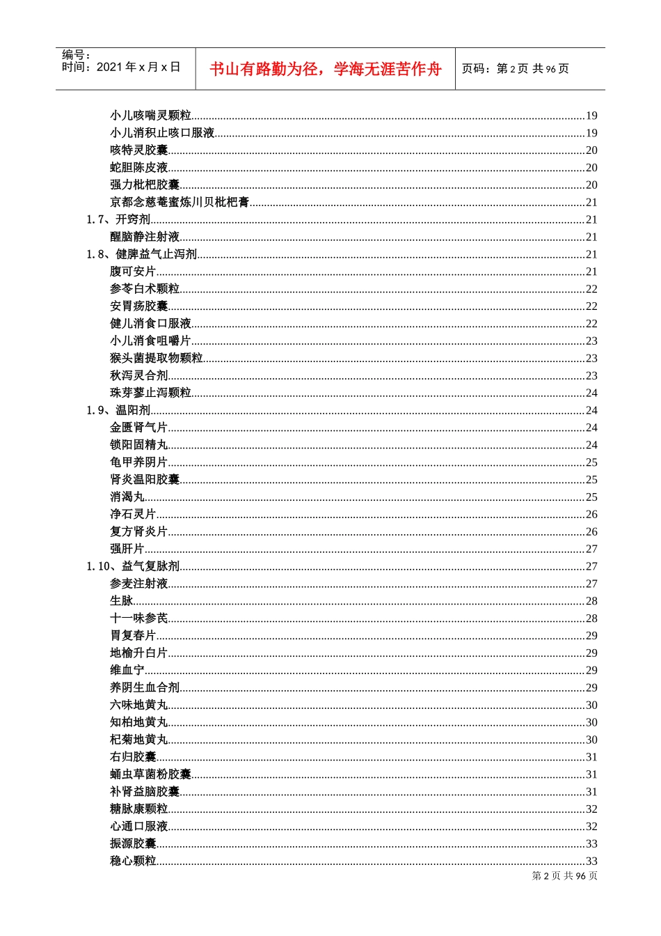 医院处方集XXXX(中成药)(DOC111页)_第2页