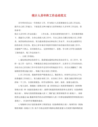 统计人员年终工作总结范文 
