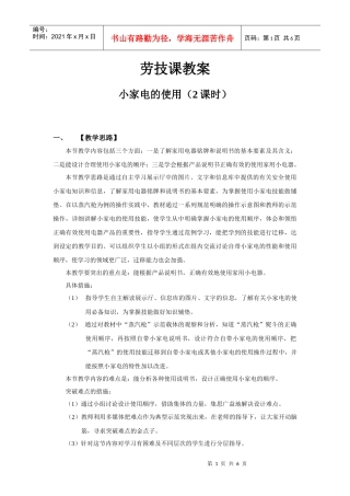 小家电的使用(2课时)