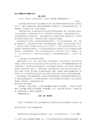 2012年德阳市中考满分作文