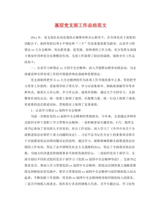 基层党支部工作总结范文 