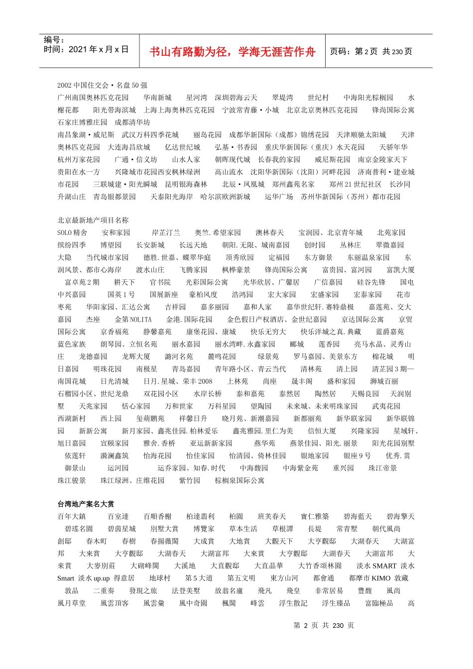 房地产案名主题广告语系列文案大全_第2页