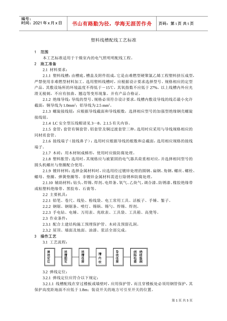 塑料线槽配线工艺标准(DOC5页)_第1页