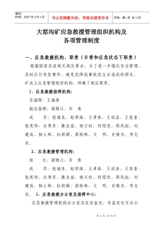 大矿应急救援安全质量标准化检查资料