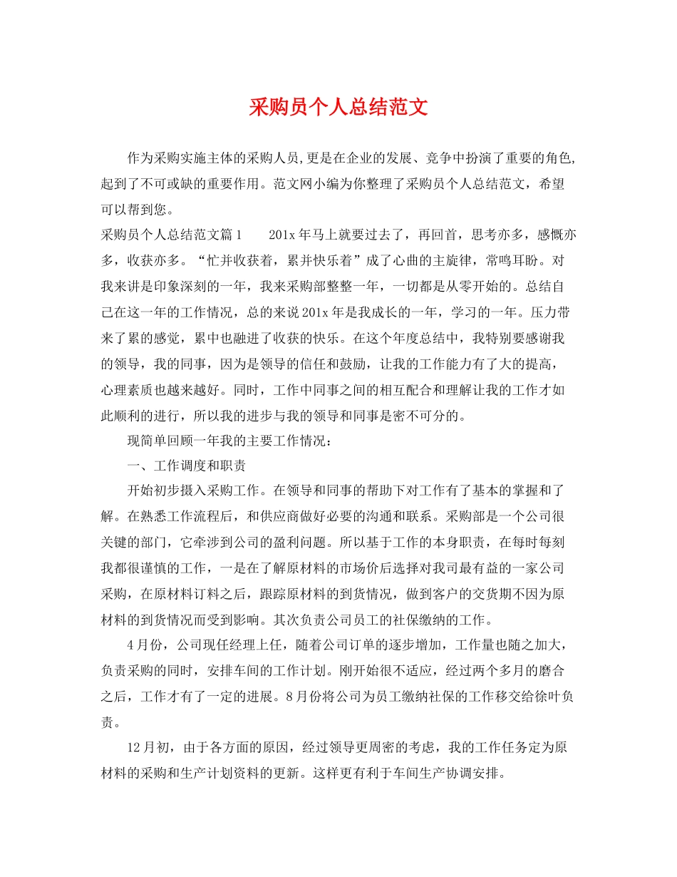 采购员个人总结范文 _第1页