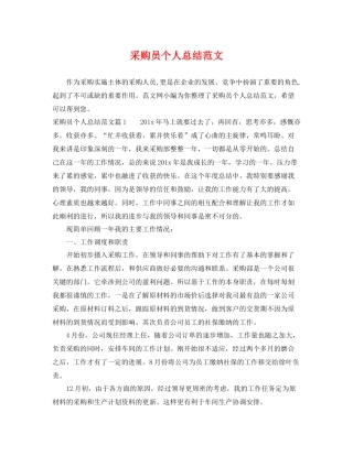 采购员个人总结范文 