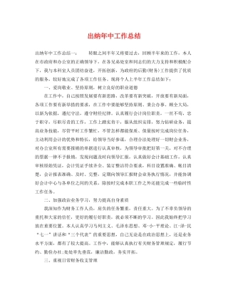 出纳年中工作总结 