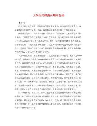 大学生纪律委员期末总结 