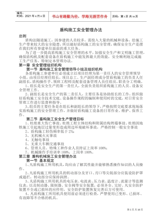 盾构施工安全管理办法(DOC31页)