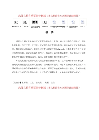 1029杠杆臂翻转式钻两面孔夹具及工艺设计：毕业设计书