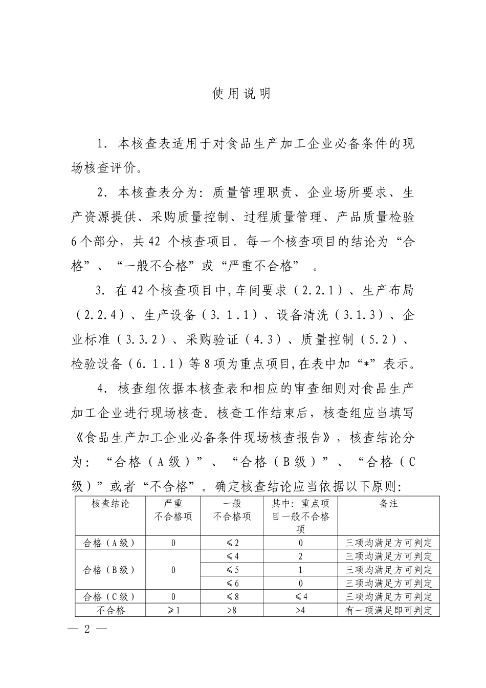 食品生产加工企业必备条件现场核查表_第2页