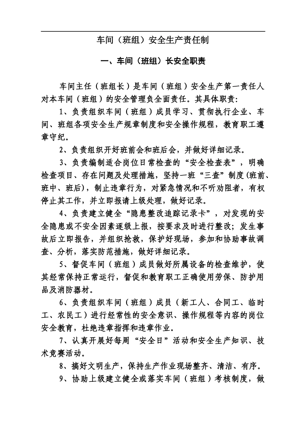 车间班组安全生产责任制汇编_第1页