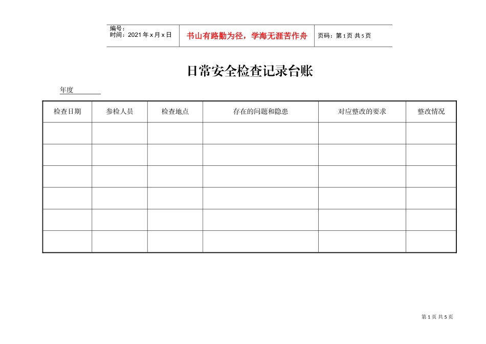 日常安全检查记录台账(DOC4页)_第1页