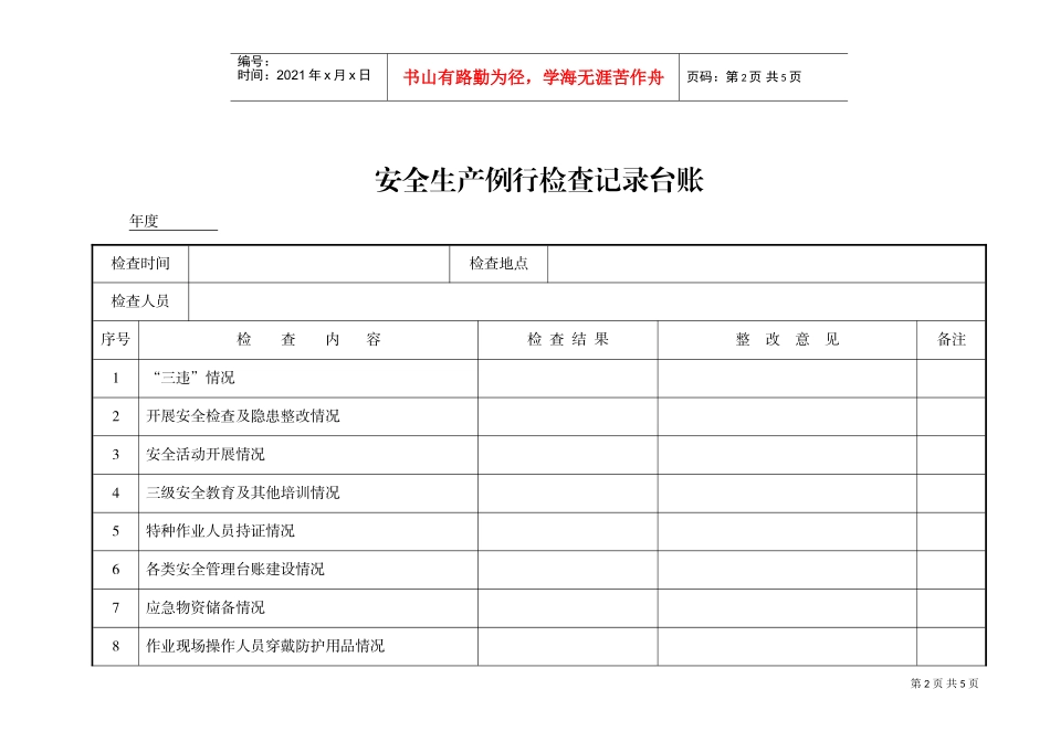 日常安全检查记录台账(DOC4页)_第2页