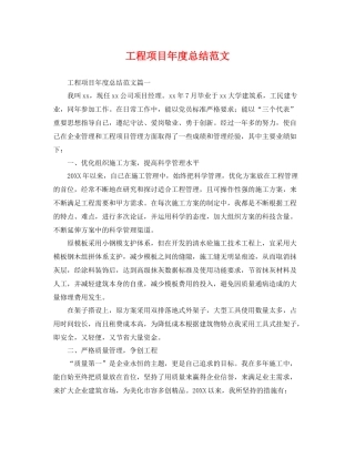 工程项目年度总结范文 